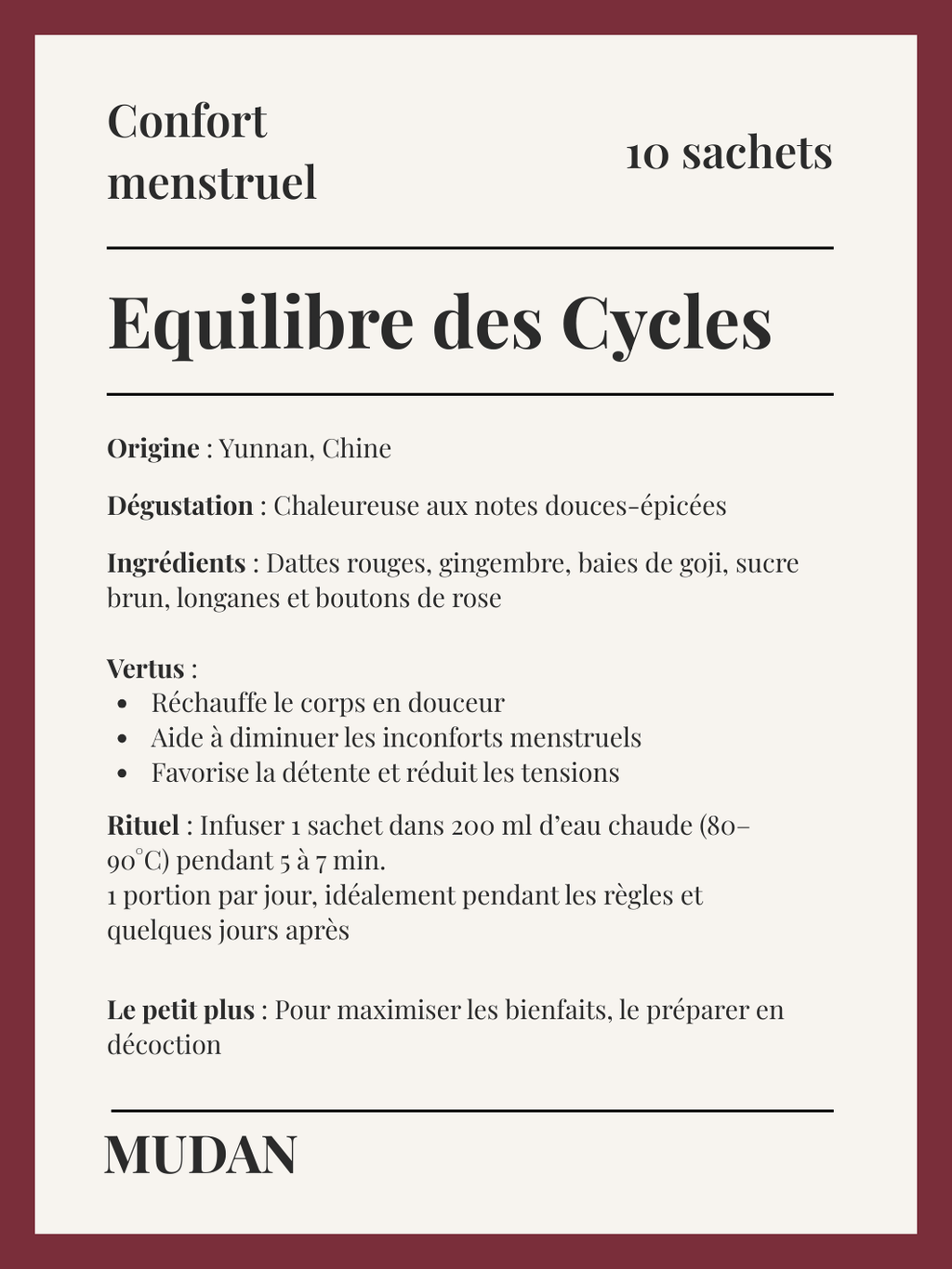 Infusion Equilibre des Cycles - 10 sachets