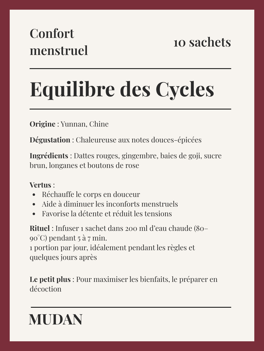 Infusion Equilibre des Cycles - 10 sachets